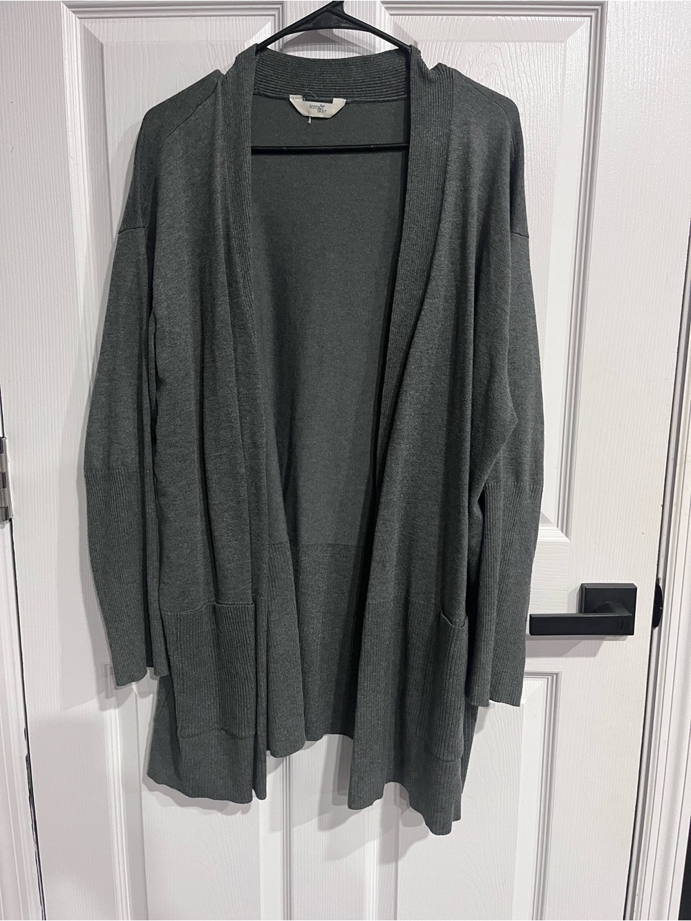Terra & Sky Women’s 4X Gray Long Open Front Cardigan Sweater 28W-30W